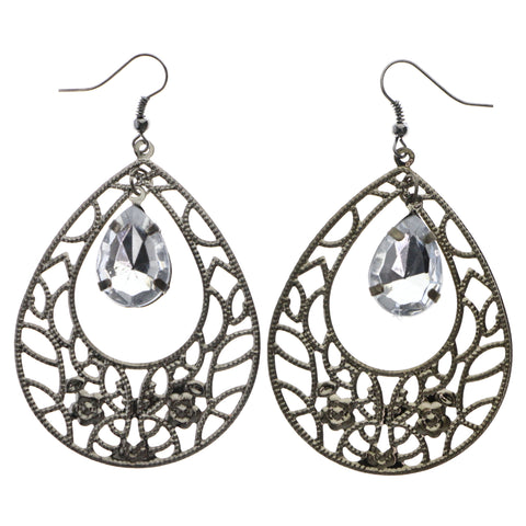 Mi Amore Flower Dangle-Earrings Silver-Tone