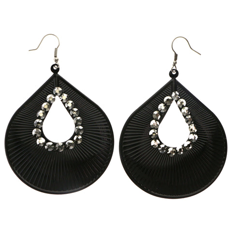 Mi Amore Dangle-Earrings Black/Silver-Tone