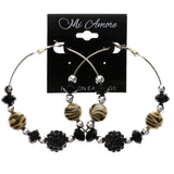 Mi Amore Cheetah Print Hoop-Earrings Black/Silver-Tone