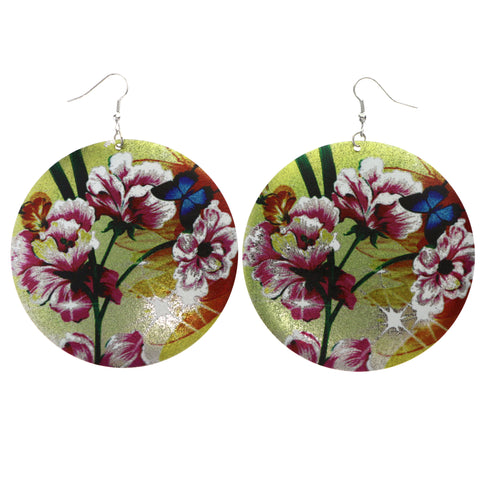 Mi Amore Flower Butterfly Dangle-Earrings Yellow & Multicolor