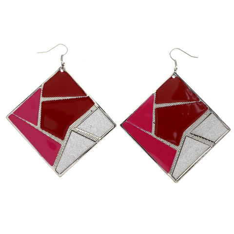 Mi Amore Dangle-Earrings Red/Silver-Tone