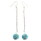 Mi Amore AB Finish Dangle-Earrings Silver-Tone/Blue