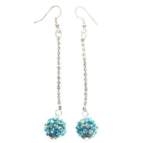 Mi Amore AB Finish Dangle-Earrings Silver-Tone/Blue