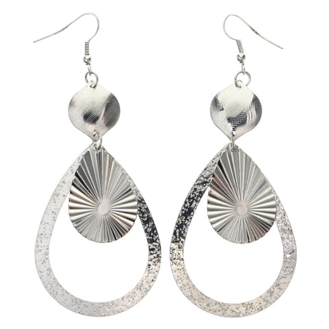 Mi Amore Textured Dangle-Earrings Silver-Tone