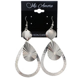 Mi Amore Textured Dangle-Earrings Silver-Tone