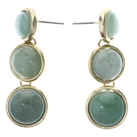 Mi Amore Antiqued Drop-Dangle-Earrings Green/Gold-Tone