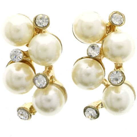 Mi Amore Post-Earrings Gold-Tone/White