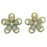 Mi Amore Flower Stud-Earrings Gold-Tone/Green