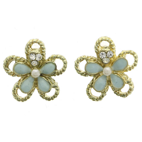 Mi Amore Flower Stud-Earrings Gold-Tone/Green