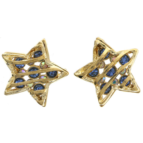 Mi Amore Star Stud-Earrings Gold-Tone/Blue