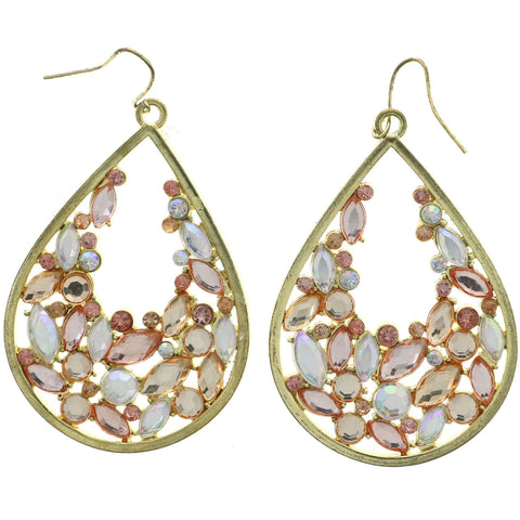 Mi Amore Teardrop Shape Dangle-Earrings Gold-Tone/Pink