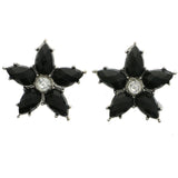 Mi Amore Flower Post-Earrings Silver-Tone/Black