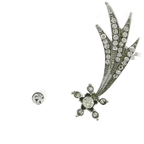 Mi Amore Shooting Star  Upper-Ear Clip-on Stud-Earrings Silver-Tone