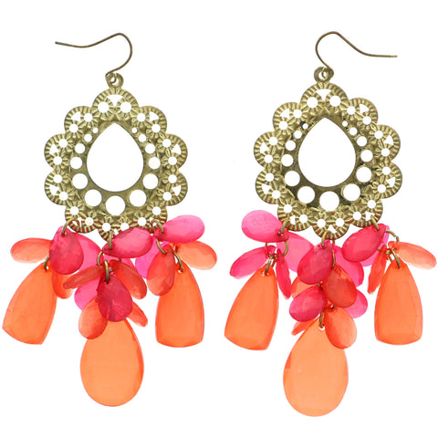 Mi Amore Dangle-Earrings Gold-Tone/Pink