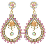 Mi Amore AB Finish Dangle-Earrings Gold-Tone/Pink