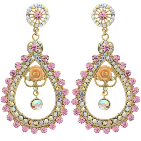 Mi Amore AB Finish Dangle-Earrings Gold-Tone/Pink