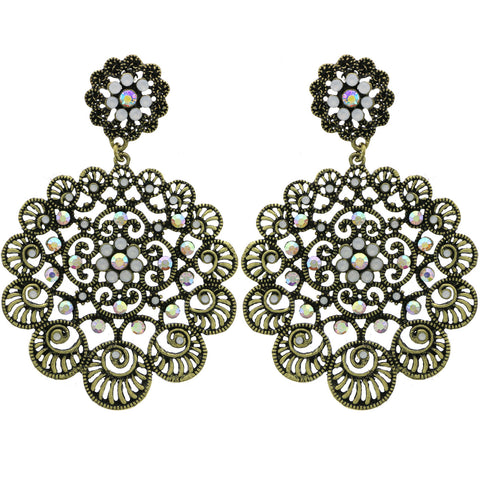Mi Amore Filigree  AB Finish Dangle-Earrings Gold-Tone/White