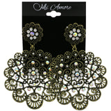 Mi Amore Filigree  AB Finish Dangle-Earrings Gold-Tone/White