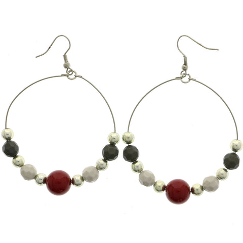 Mi Amore Dangle-Earrings Silver-Tone/Red