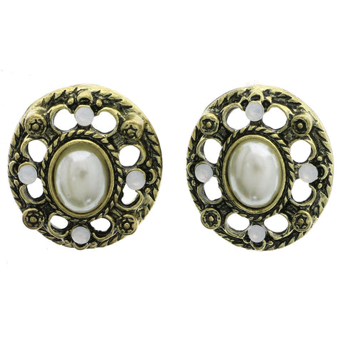 Mi Amore Post-Earrings Gold-Tone/White