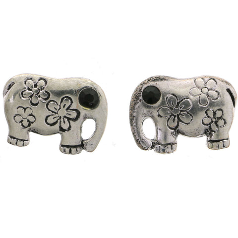 Mi Amore Elephant Stud-Earrings Silver-Tone/Black