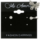 Mi Amore  Ear Cuff Stud-Earrings Silver-Tone