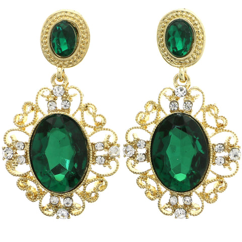 Mi Amore Filigree Dangle-Earrings Gold-Tone/Green