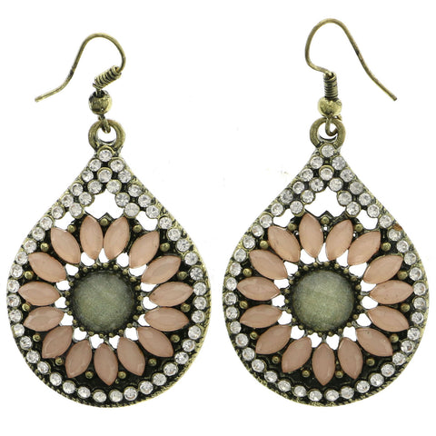 Mi Amore Flower Dangle-Earrings Gold-Tone/Pink