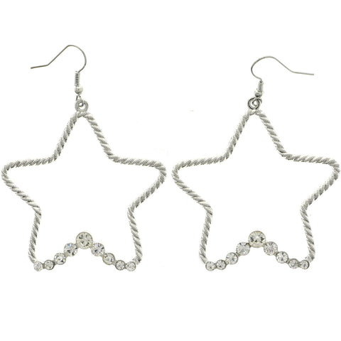 Mi Amore Star Dangle-Earrings Silver-Tone
