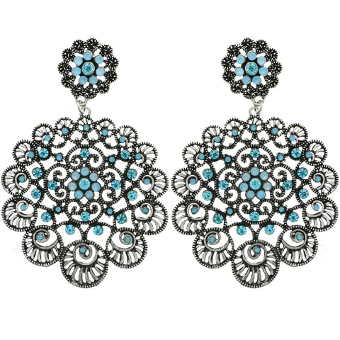 Mi Amore Filigree Dangle-Earrings Silver-Tone/Blue