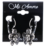 Mi Amore Antiqued Flower Dangle-Earrings Silver-Tone