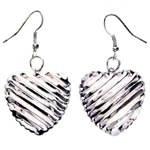 Mi Amore Heart Dangle-Earrings Silver-Tone
