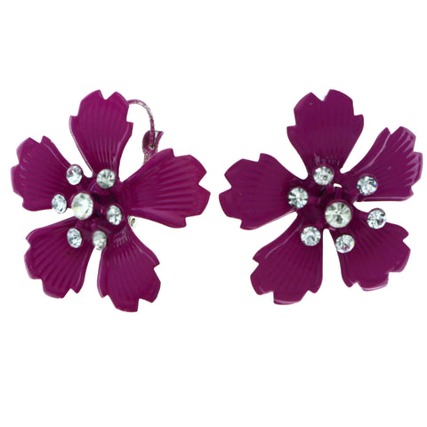 Mi Amore Flower Dangle-Earrings Pink/Silver-Tone