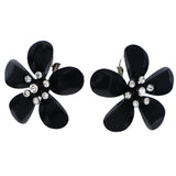 Mi Amore Flower Dangle-Earrings Black/Silver-Tone