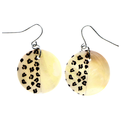 Mi Amore Cheetah Print Dangle-Earrings White/Black