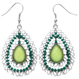Mi Amore Dangle-Earrings Green/Silver-Tone