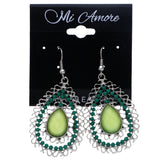 Mi Amore Dangle-Earrings Green/Silver-Tone