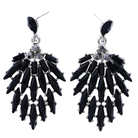 Mi Amore Drop-Dangle-Earrings Black/Silver-Tone