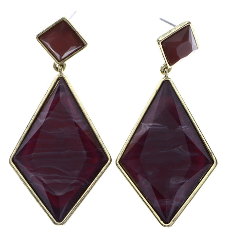 Mi Amore Drop-Dangle-Earrings Purple/Gold-Tone