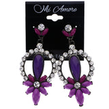 Mi Amore Flower Drop-Dangle-Earrings Purple/Silver-Tone