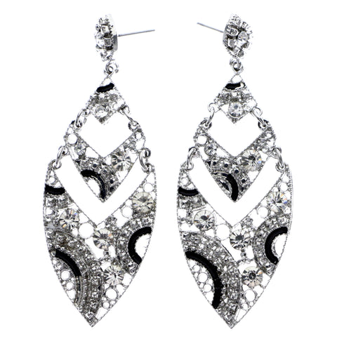 Mi Amore Drop-Dangle-Earrings Silver-Tone/Black