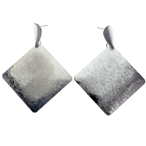 Mi Amore Textured Drop-Dangle-Earrings Silver-Tone