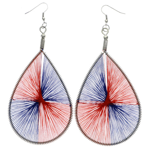 Mi Amore String Art Dangle-Earrings Red/Blue