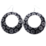 Mi Amore Flower Dangle-Earrings Black/Silver-Tone