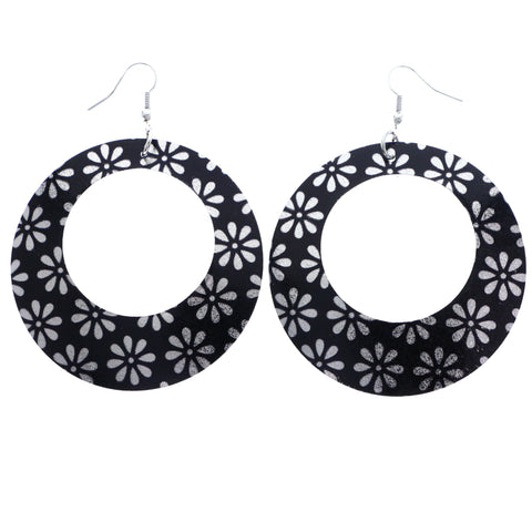 Mi Amore Flower Dangle-Earrings Black/Silver-Tone