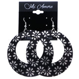 Mi Amore Flower Dangle-Earrings Black/Silver-Tone