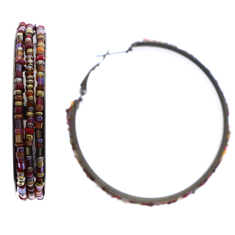Mi Amore Hoop-Earrings Silver-Tone/Red
