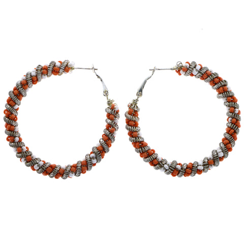 Mi Amore Hoop-Earrings Orange/Silver-Tone