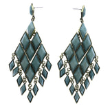 Mi Amore Antiqued Drop-Dangle-Earrings Blue/Gold-Tone