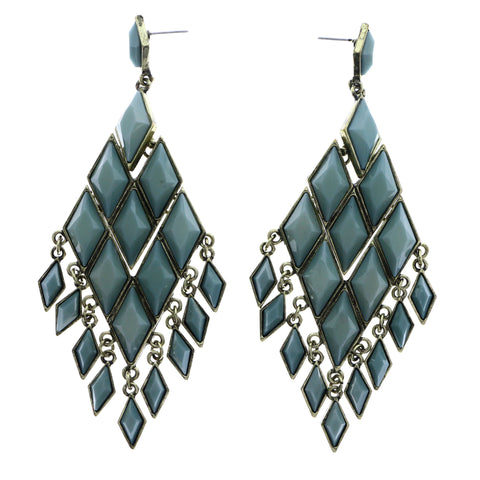 Mi Amore Antiqued Drop-Dangle-Earrings Blue/Gold-Tone